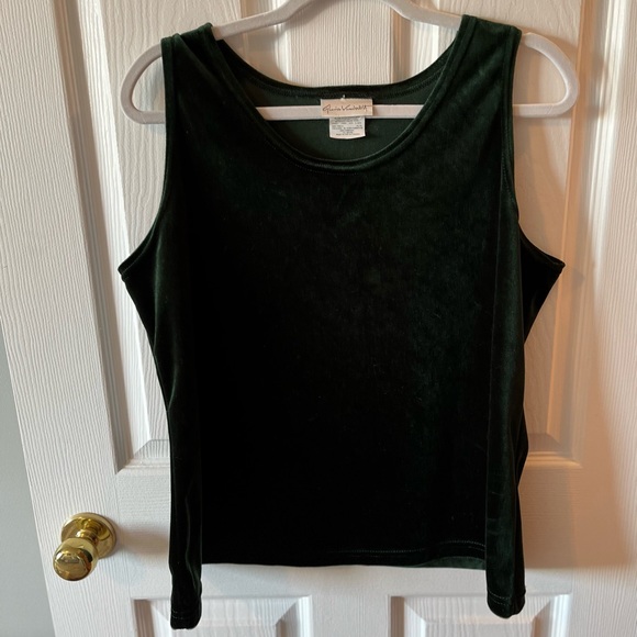Gloria Vanderbilt Green Velvet Tank Top sz XL - Picture 1 of 8